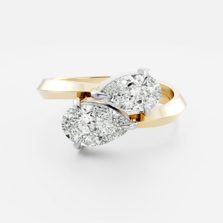 1.0CT Pear Cut Lab Grown Diamond Twisted Knife Edge Toi Et Moi Engagement Ring