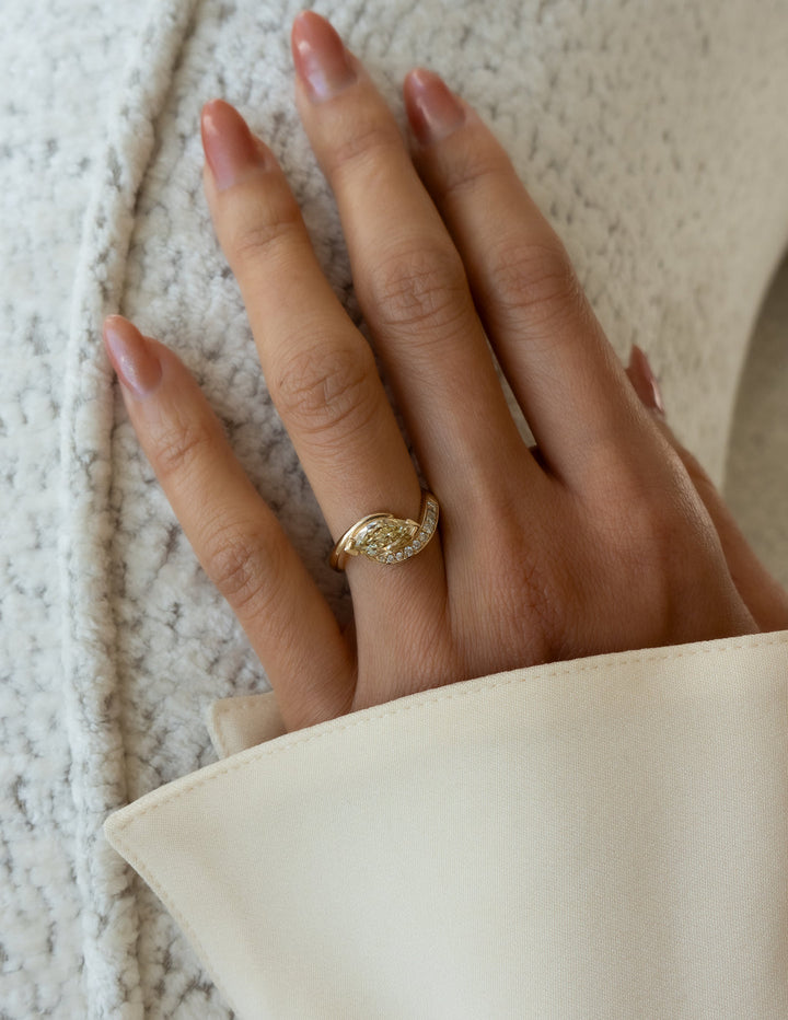 2 Carat Yellow Marquise Lab Diamond Ring