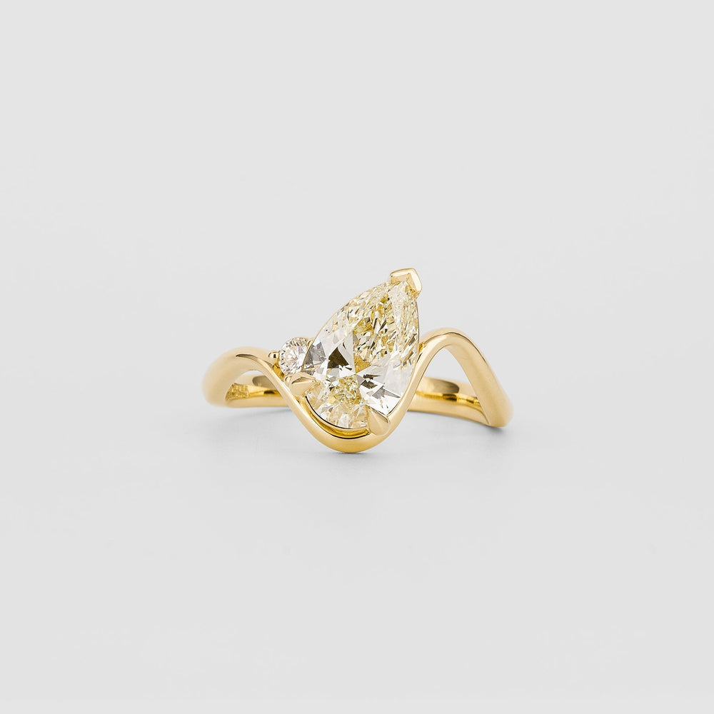 2 Carat Yellow Pear Lab Diamond Ring