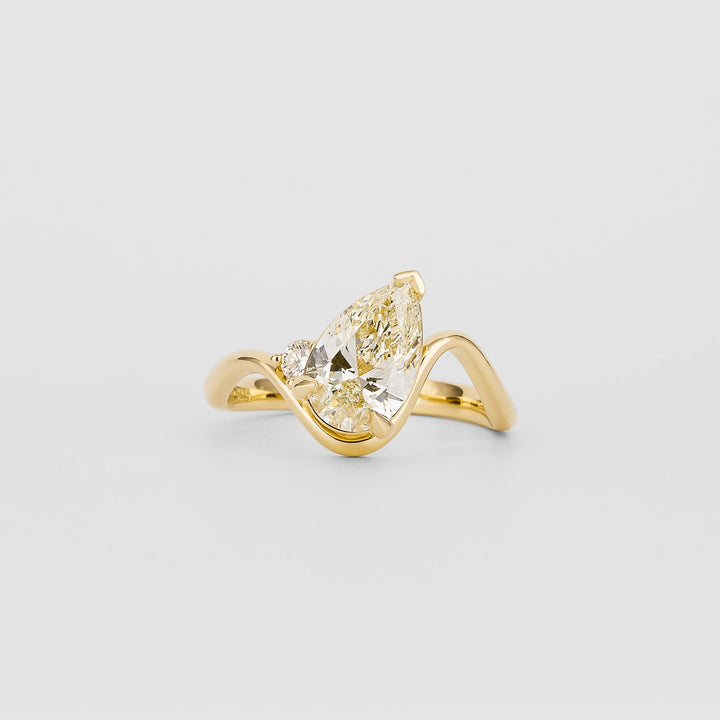 2 Carat Yellow Pear Lab Diamond Ring