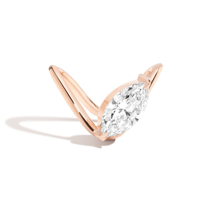 2.0ct Marquise Curved Antique F/VS1 Lab Grown Diamond  Engagement Ring
