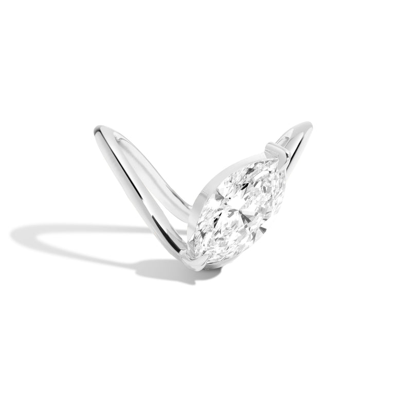 2.0ct Marquise Curved Antique F/VS1 Lab Grown Diamond  Engagement Ring