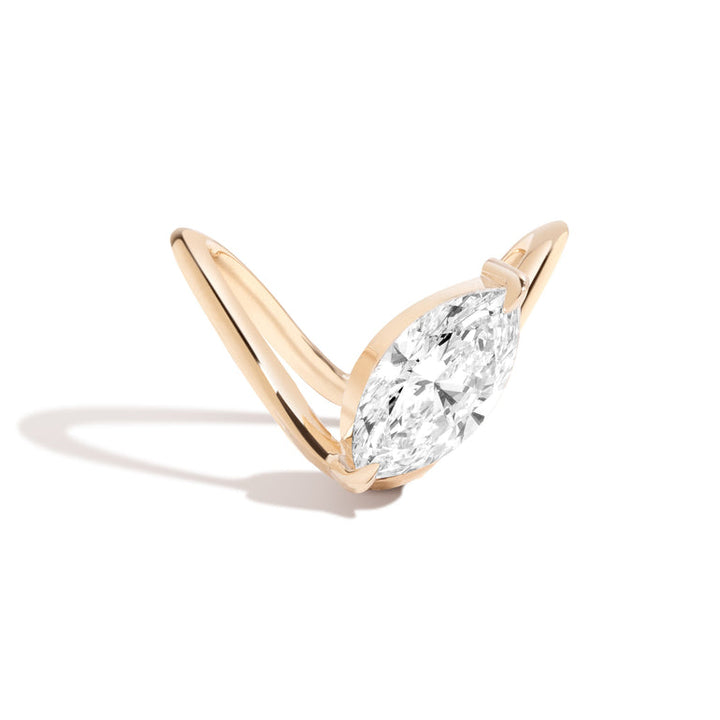 2.0ct Marquise Curved Antique F/VS1 Lab Grown Diamond  Engagement Ring