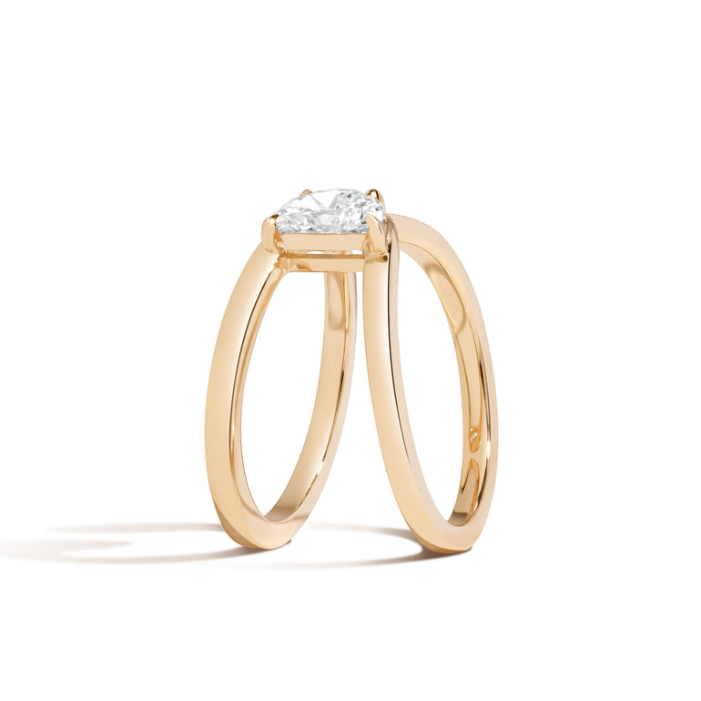 0.75ct Half-Moon Cut Diamond Wrap Unique Engagement Ring