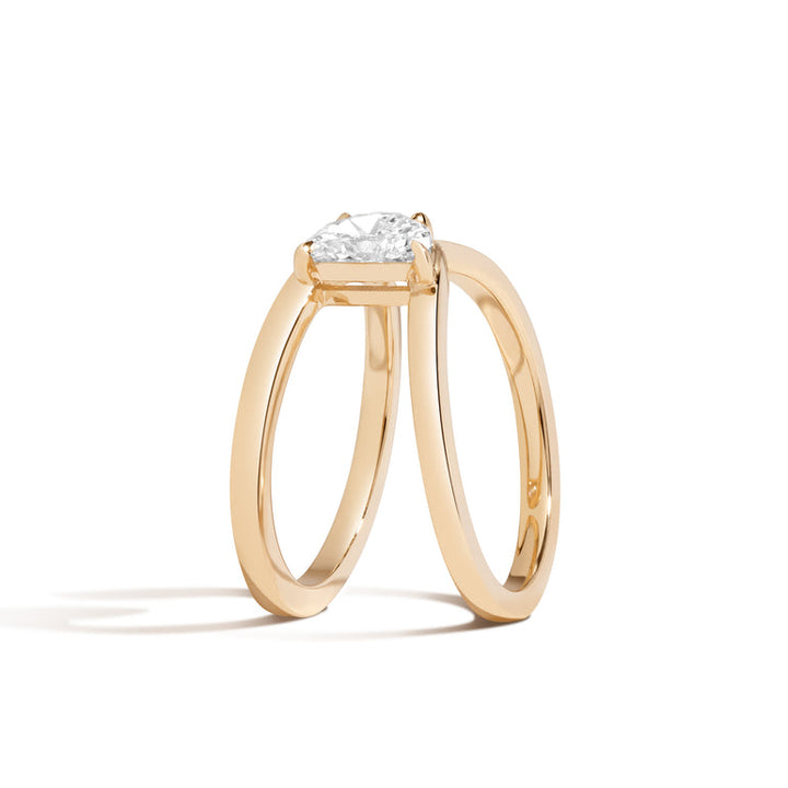 0.75ct Half-Moon Cut Diamond Wrap Unique Engagement Ring
