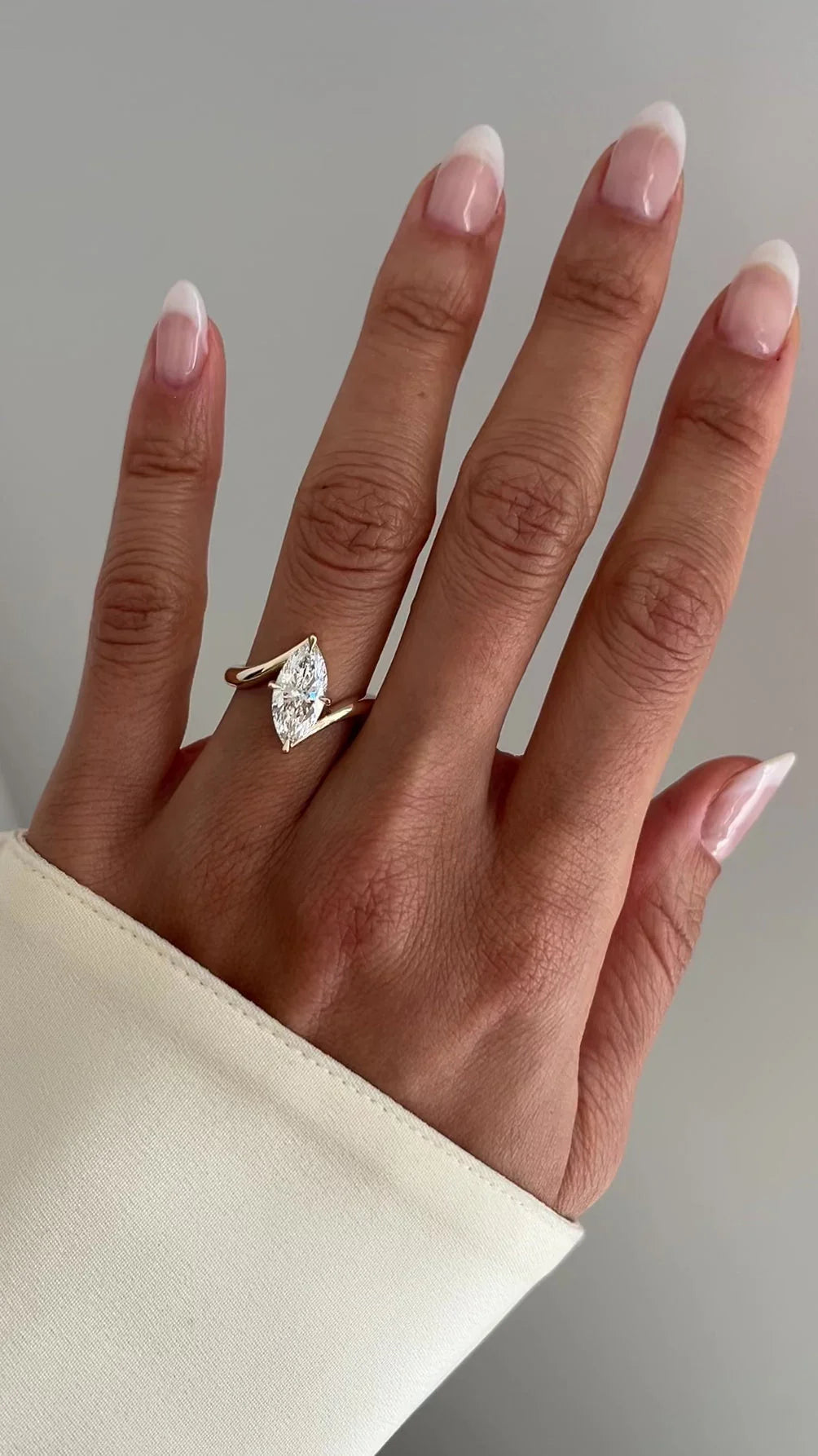 2.0CT Marquise E/VS CVD Diamond Bypass Unique Engagement Ring With Curved Band