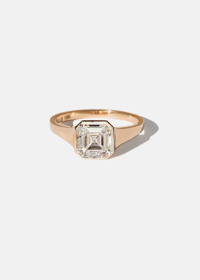 2.50ct Bezel Set Asscher E/VS Lab Grown Diamond Solitaire Engagement Ring With Matching Wedding Band