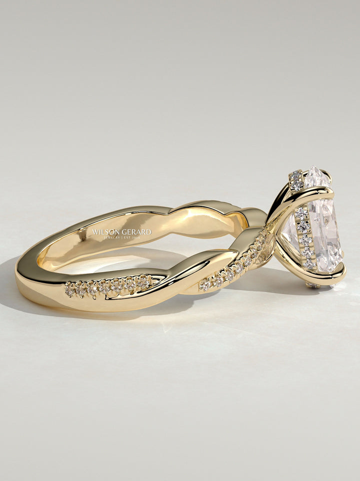 twisted pave engagement ring oval