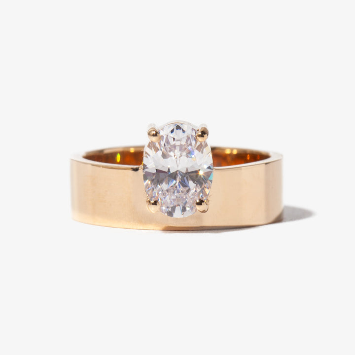 1.0CT Oval Cut E/VS1 Lab Grown Diamond Monolith Engagement Ring