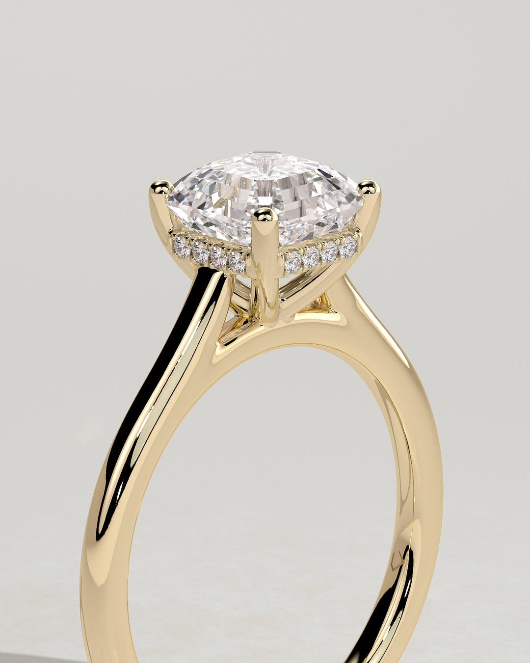 asscher cut diamond cathedral ring