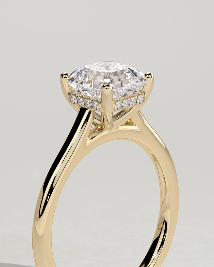 asscher cut diamond cathedral ring