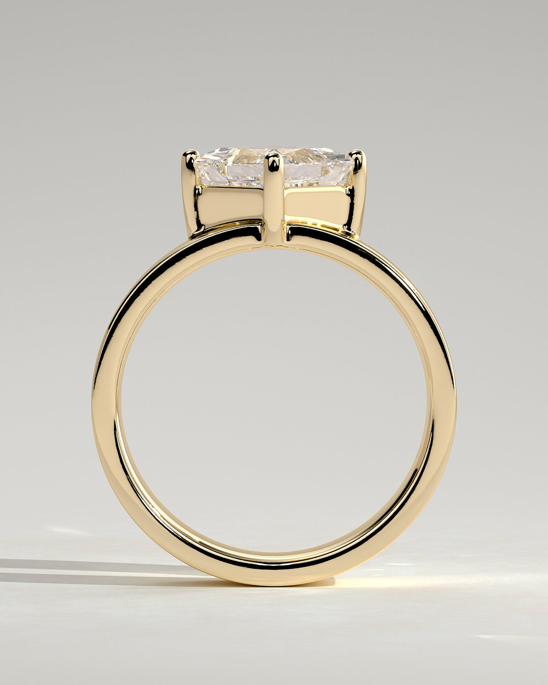 modern asscher engagement ring offset setting