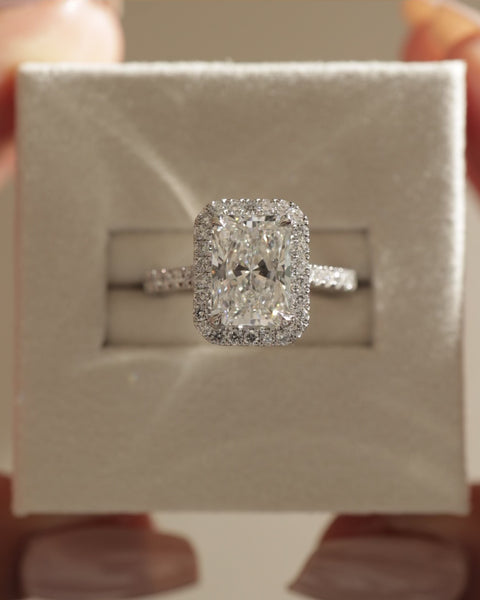 2.50ct Radiant Halo Cathedral Pave F/VS1 CVD Diamond Engagement Ring