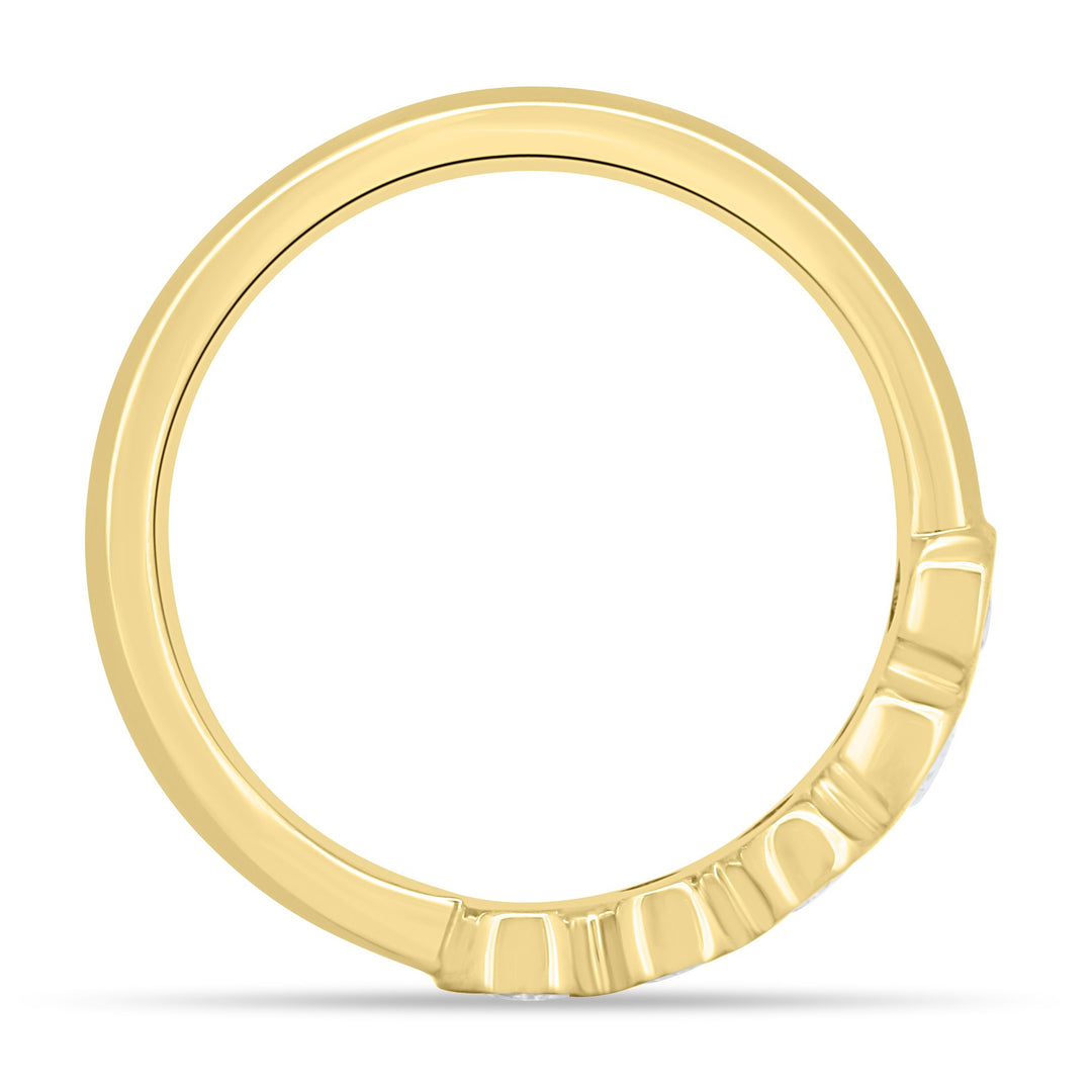 bezel oval wedding band stack