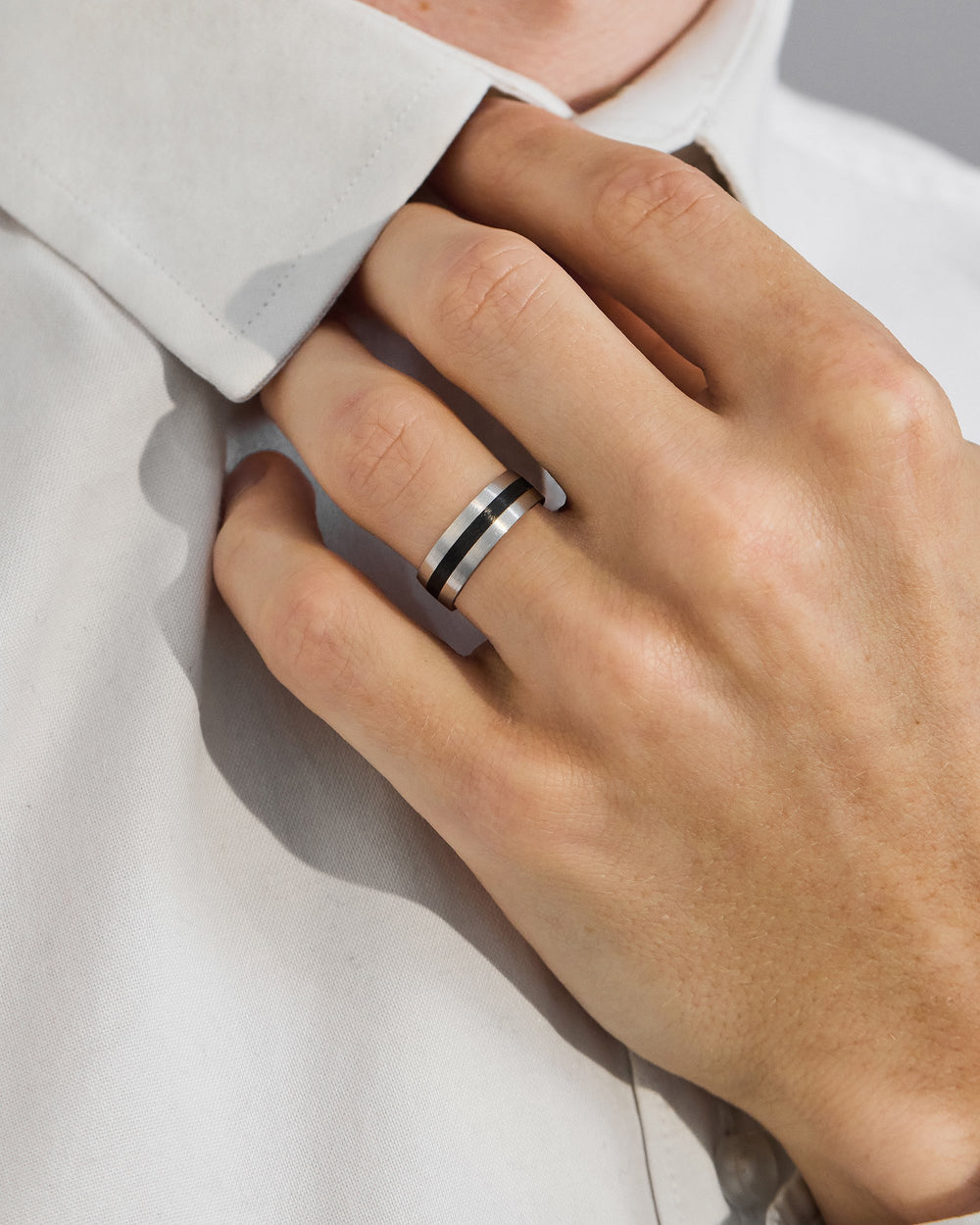 black brushed wedding band
