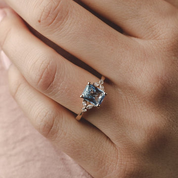 blue radiant diamond ring

