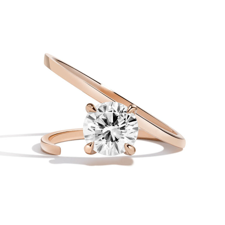 1.50ct Round Cut Diamond Slant Unique Engagement Ring