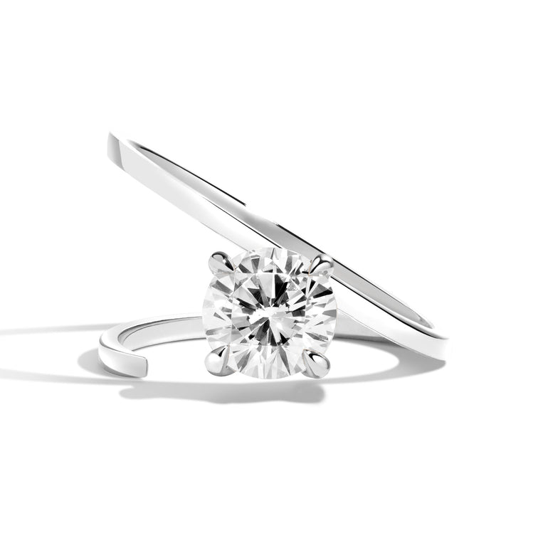 1.50ct Round Cut Diamond Slant Unique Engagement Ring