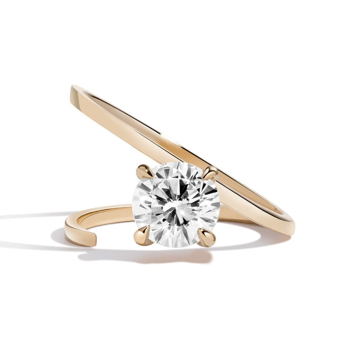 1.50ct Round Cut Diamond Slant Unique Engagement Ring