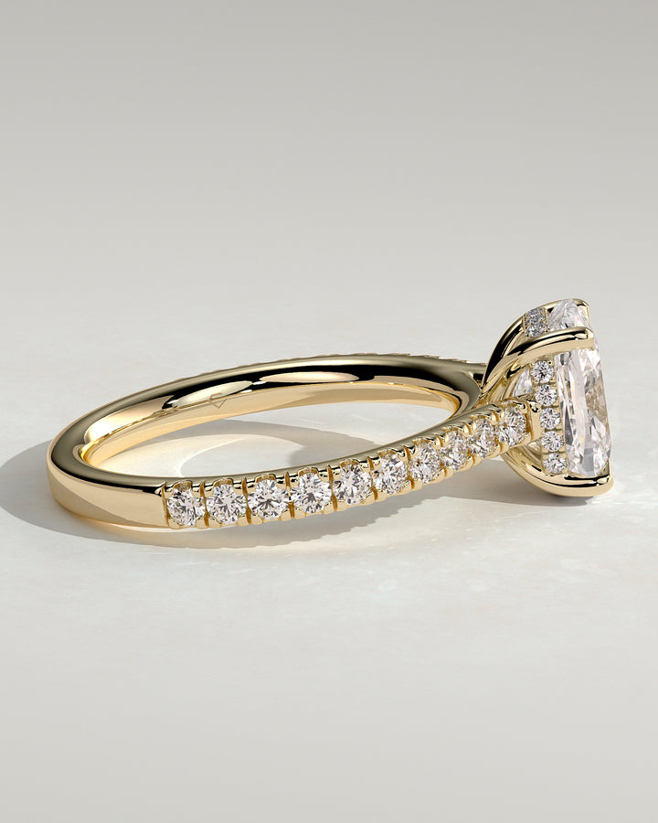 cathedral pave engagement ring
