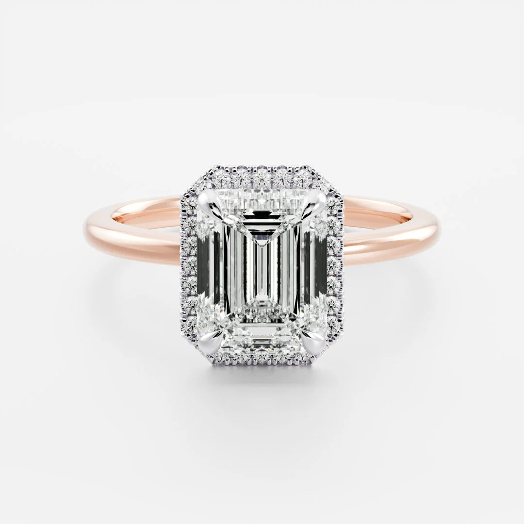 classic emerald halo solitaire engagement ring IGI USA