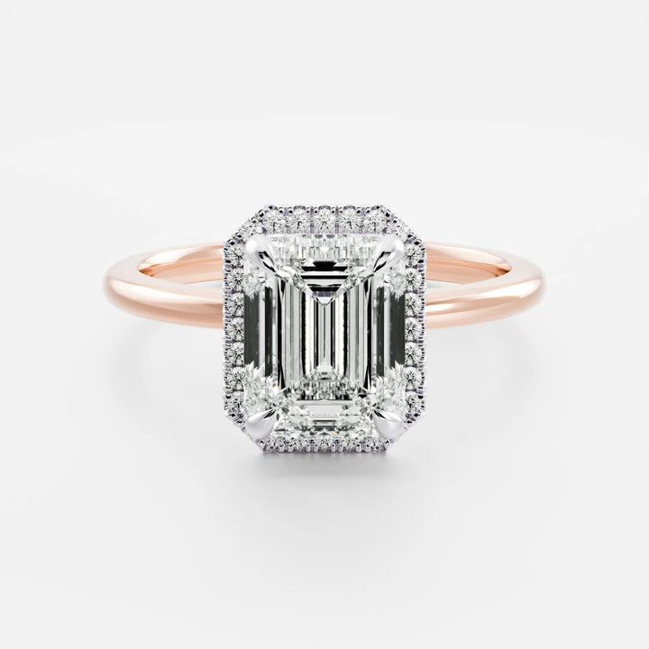 classic emerald halo solitaire engagement ring IGI USA
