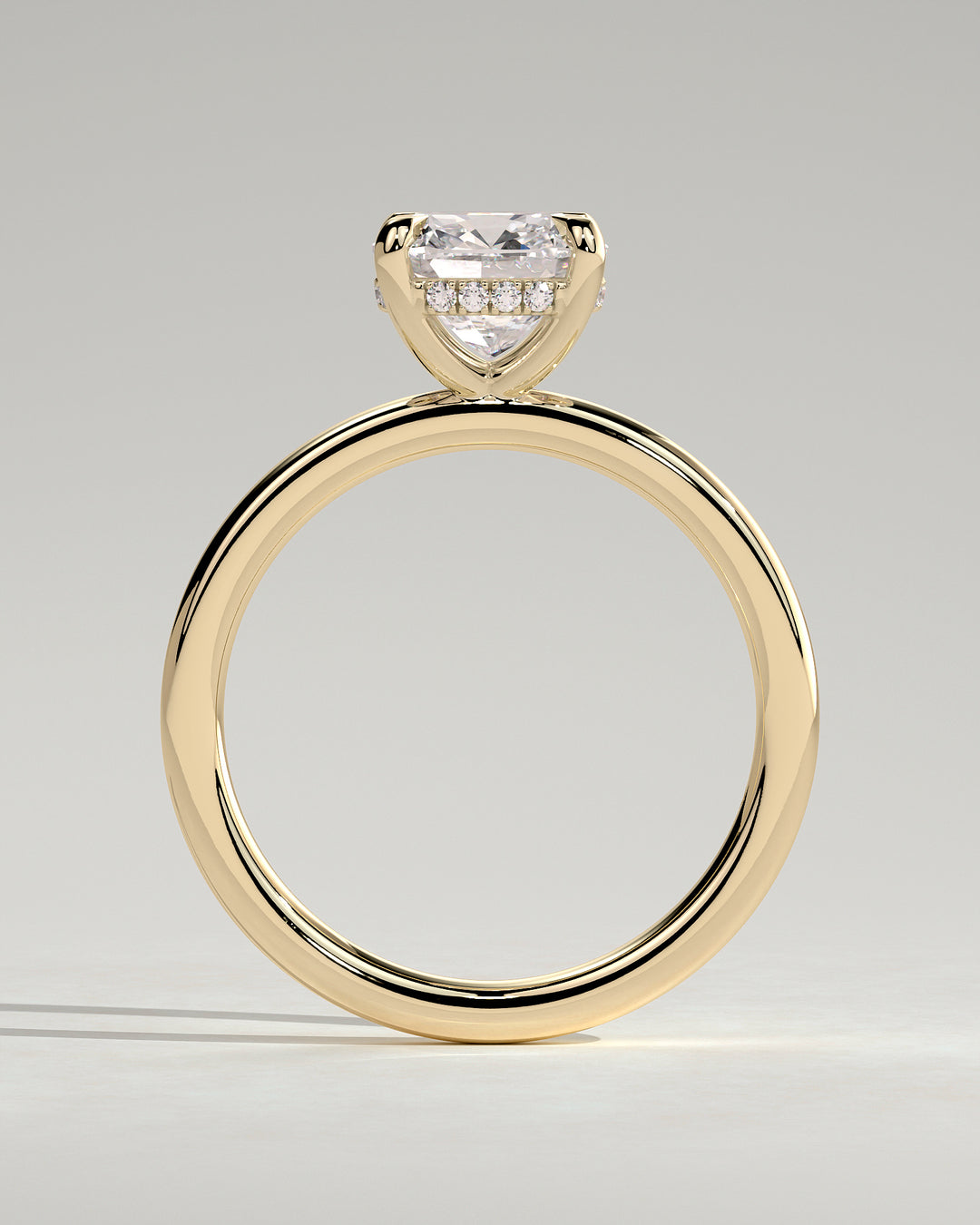 cushion cut hidden halo engagement ring white gold