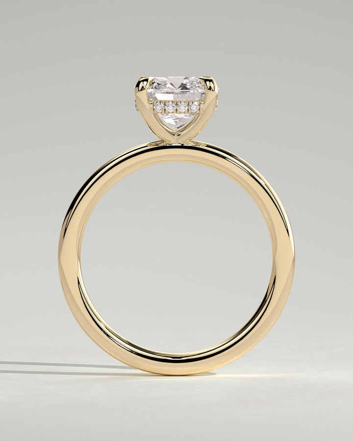 cushion cut hidden halo engagement ring white gold