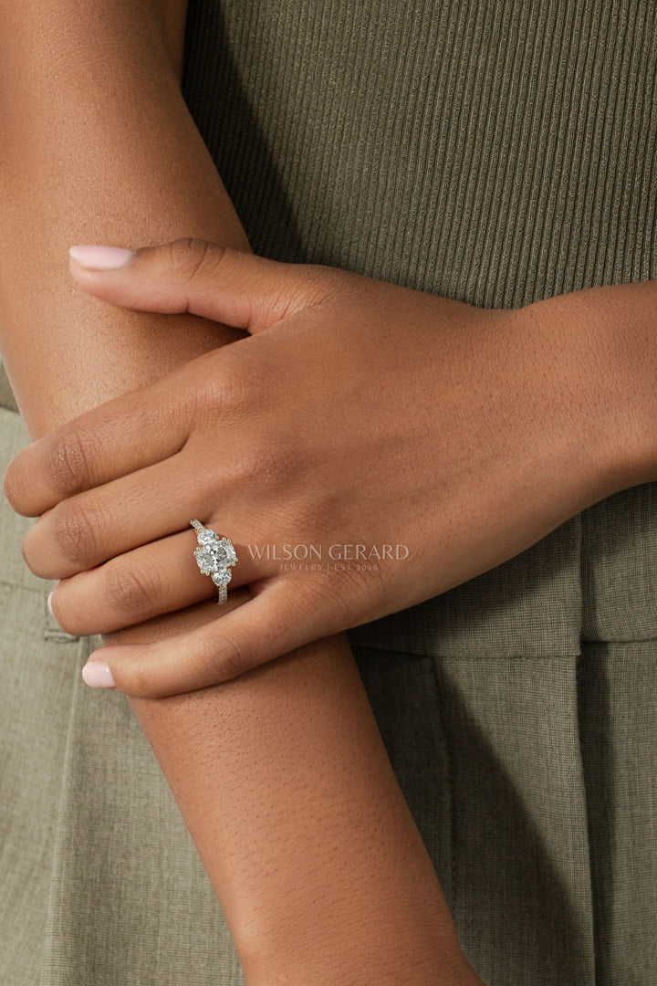 cushion cut pave engagement ring
