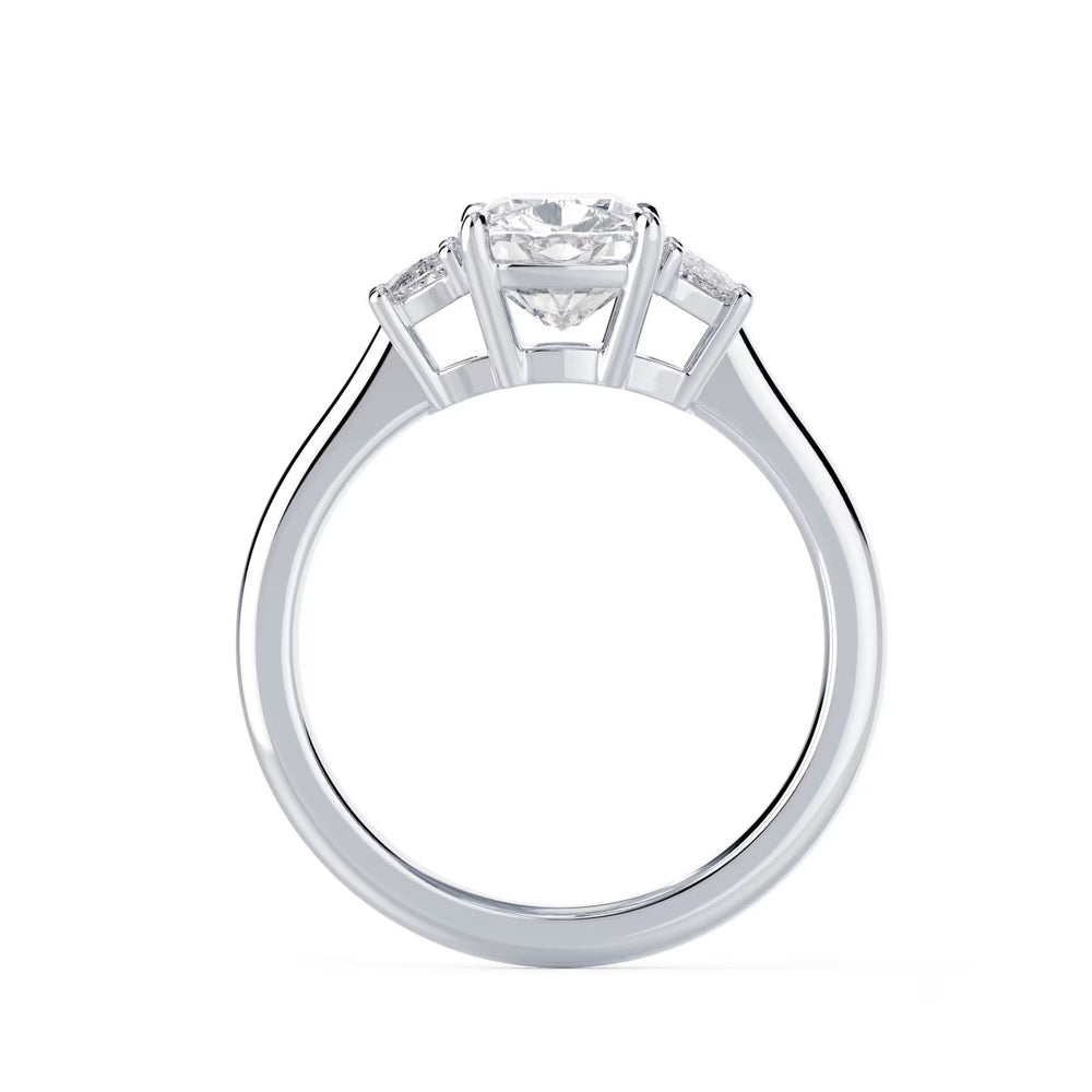 1.50ct cushion lab grown diamond three stone engagement ring E VS1