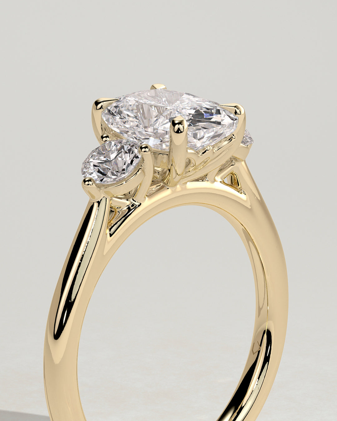 cushion diamond trilogy ring