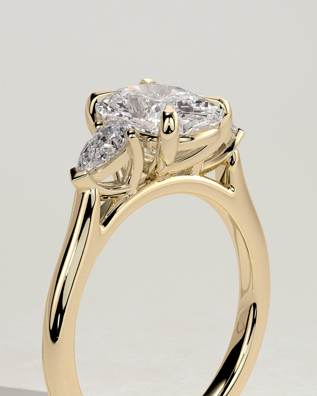 cushion pear side stone ring