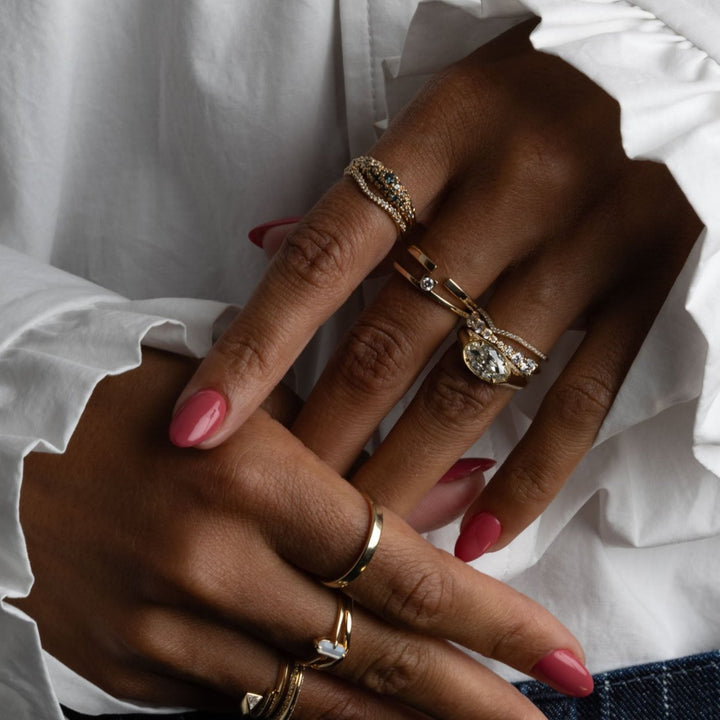 1.50CT Moval Cut E/VS1 Lab Grown Diamond Signet Engagement Ring