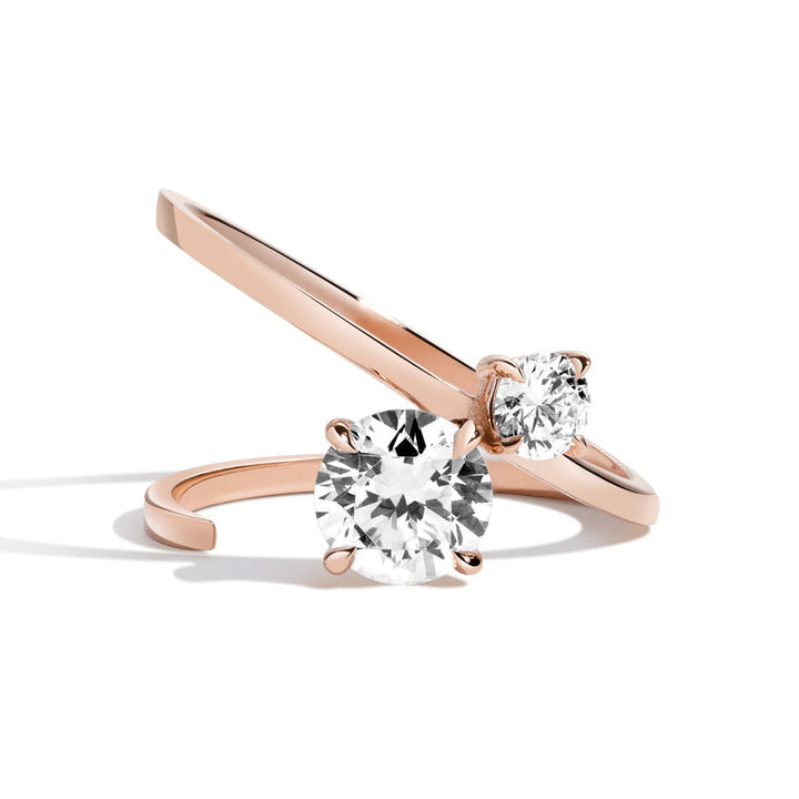 1.0ct Round Cut Diamond Slant Unique Engagement Ring