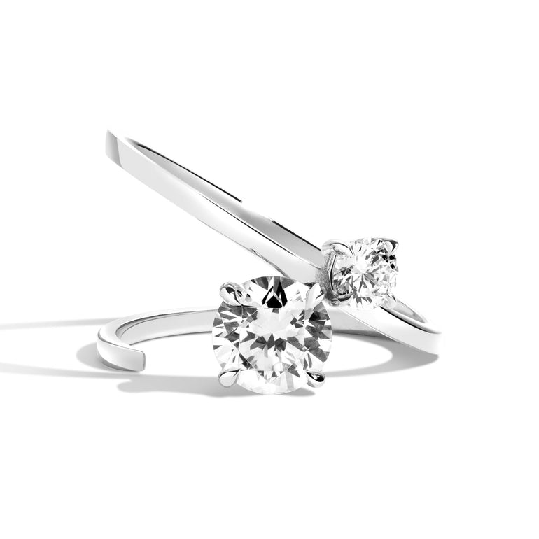 1.0ct Round Cut Diamond Slant Unique Engagement Ring