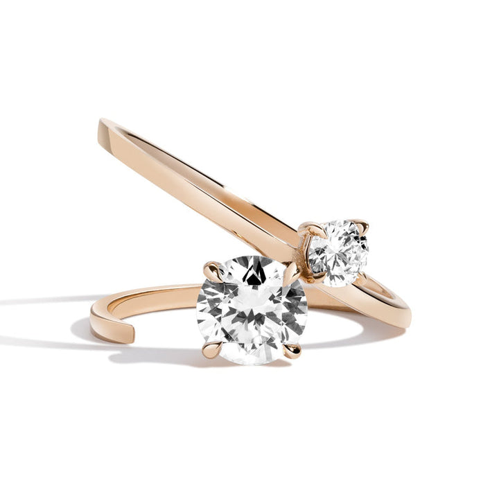 1.0ct Round Cut Diamond Slant Unique Engagement Ring