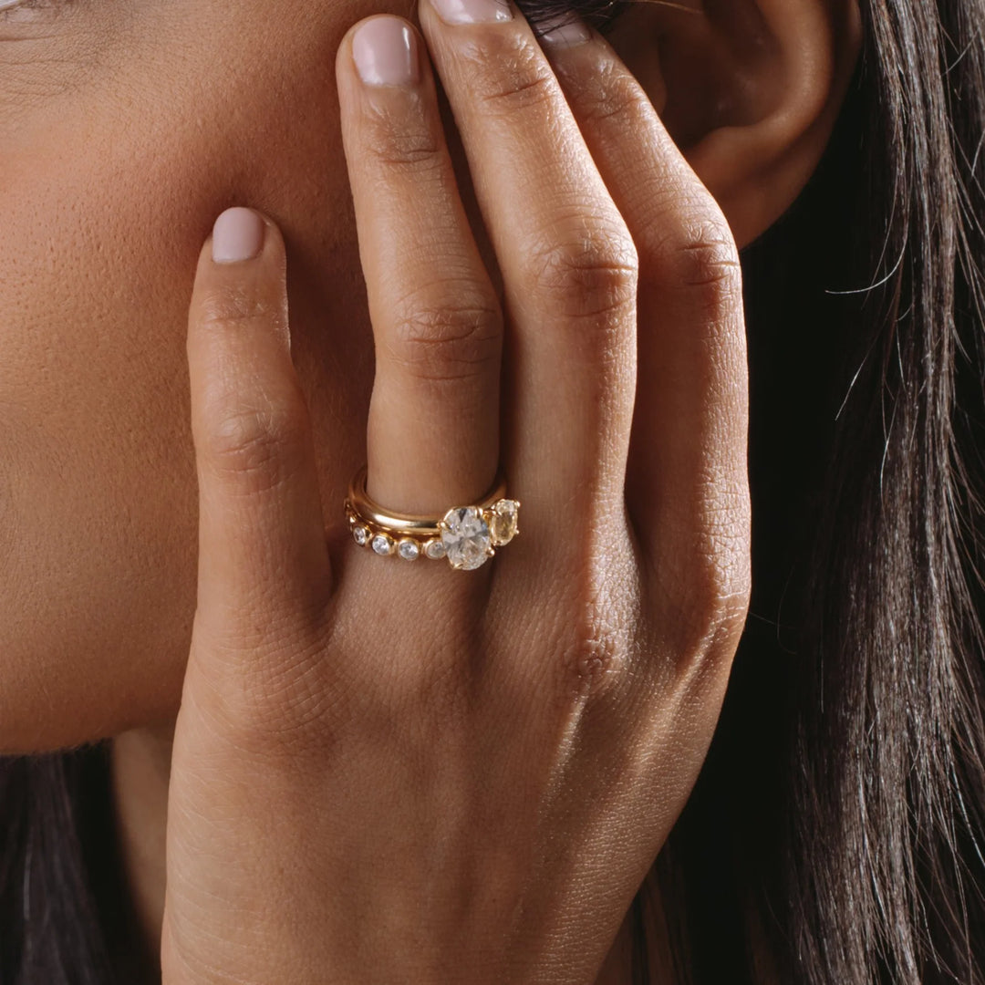 oval engagement ring with wedding band