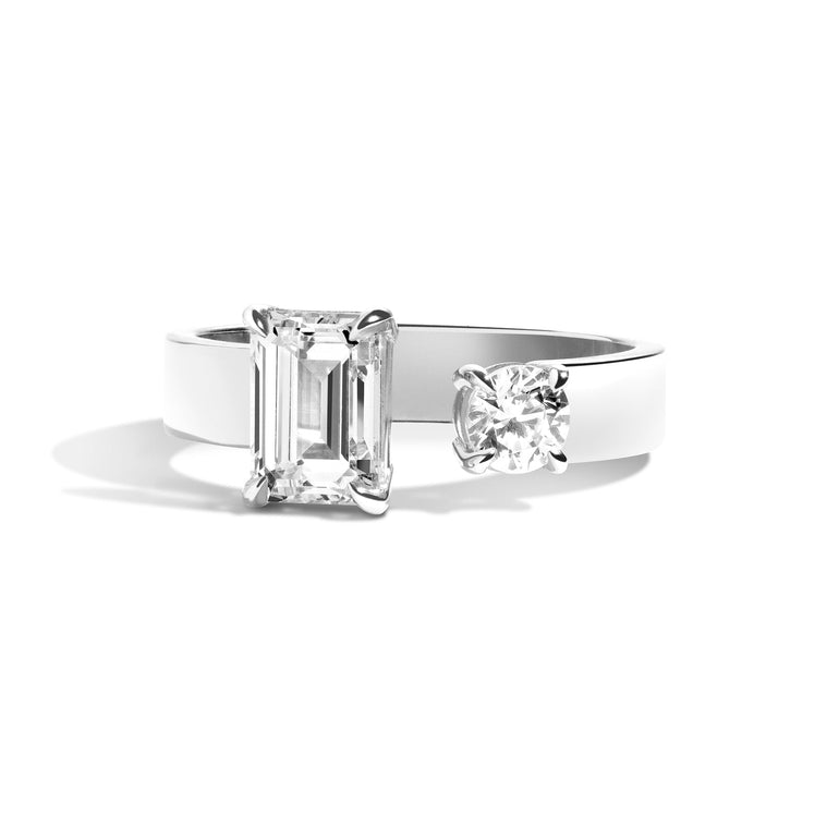 1.0ct Emerald F/VS1 Lab Grown Diamond Antique Engagement Ring