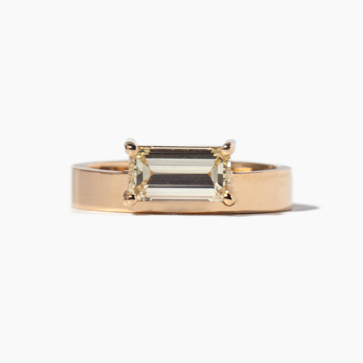 1.0CT East West Horizontal Emerald Cut Lab Grown Diamond Monolith Engagement Ring