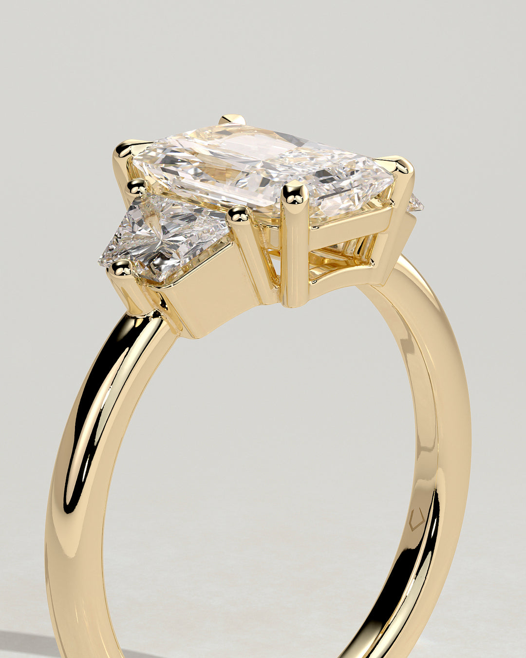 engagement ring with a radiant cut