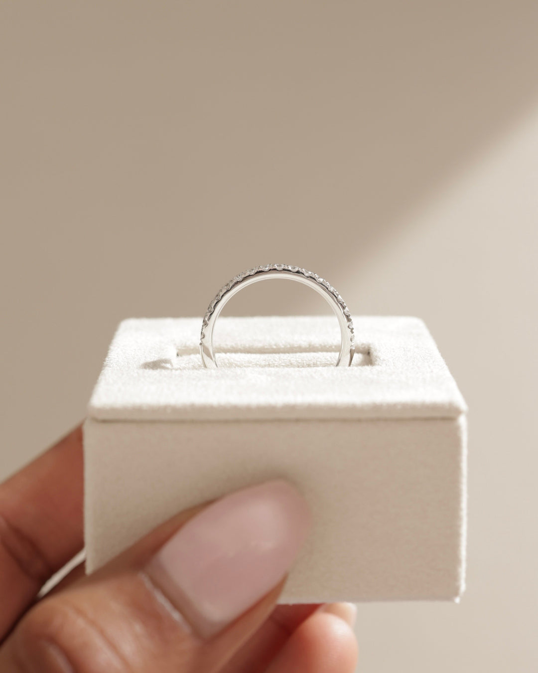 ethical lab grown diamond, thin pave band