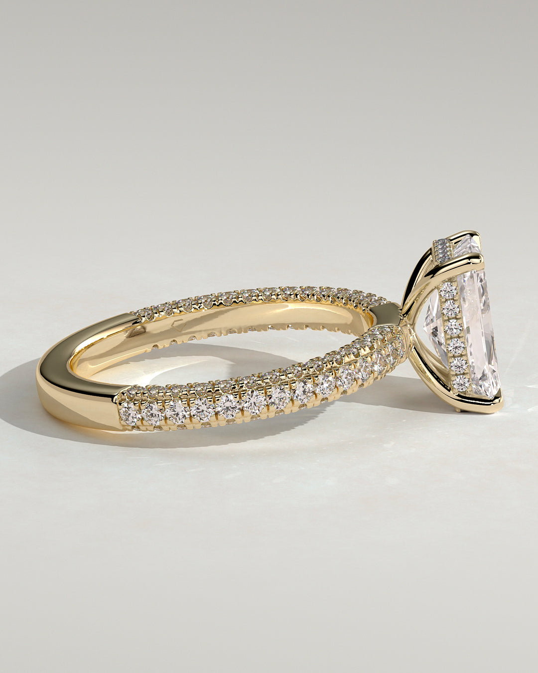hidden halo radiant diamond ring pave