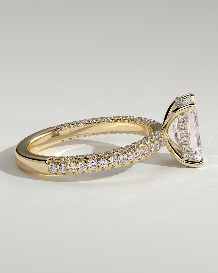 hidden halo radiant diamond ring pave