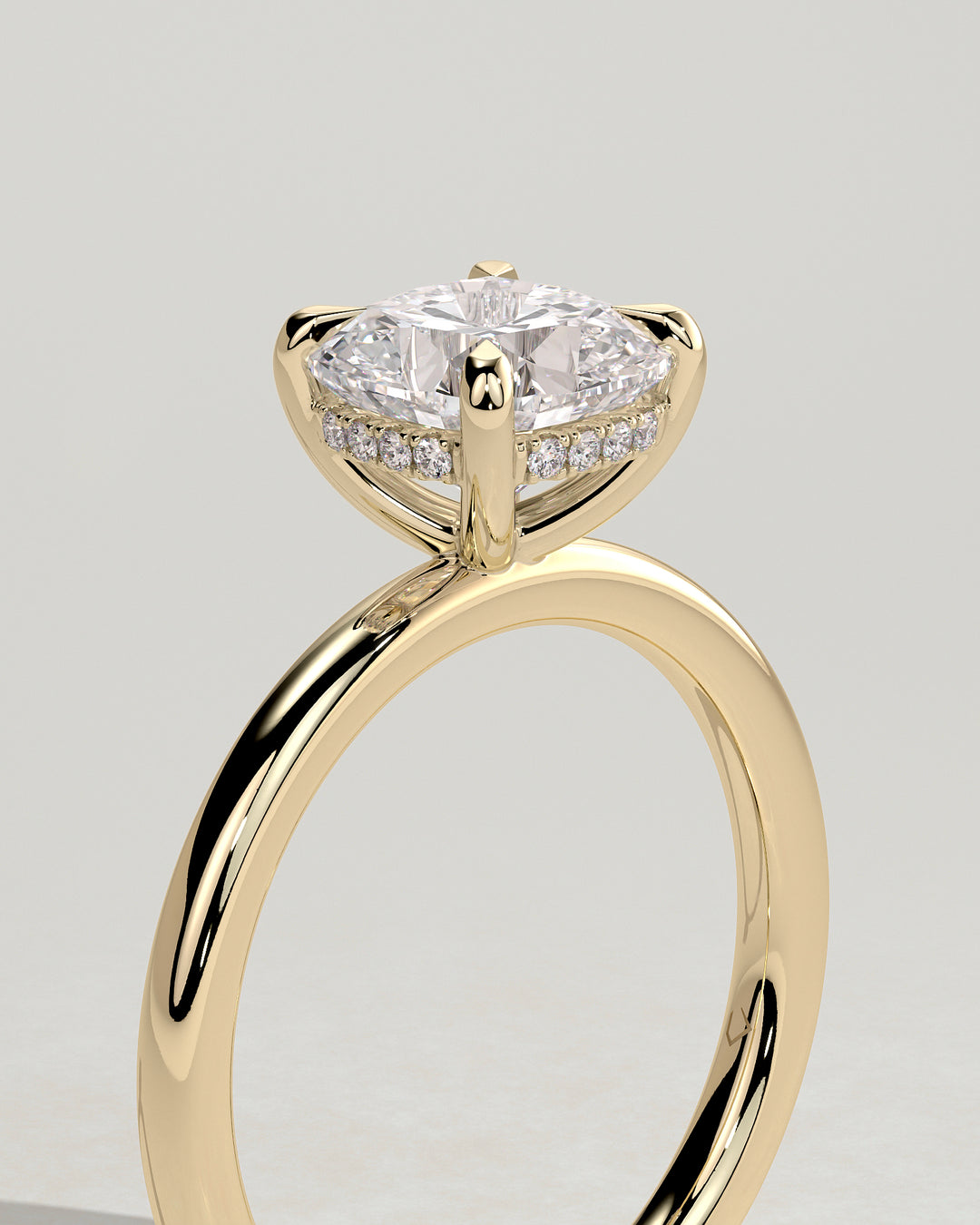 gold cushion cut engagement ring hidden halo