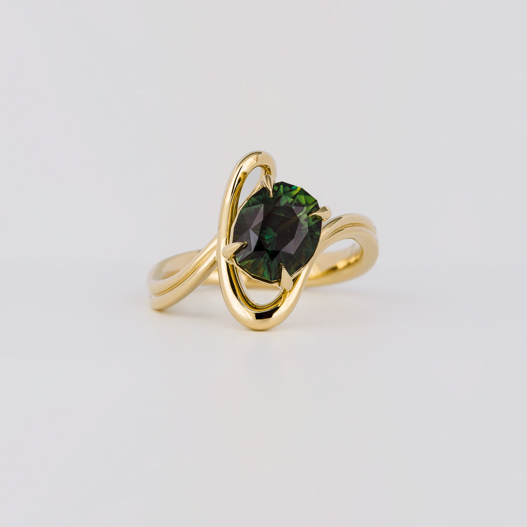 green oval engagement ring lab grown diamond antique style engagement ring