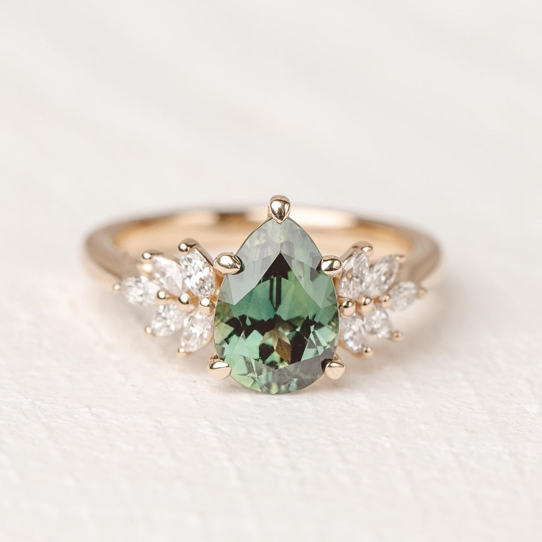 green pear cluster ring
