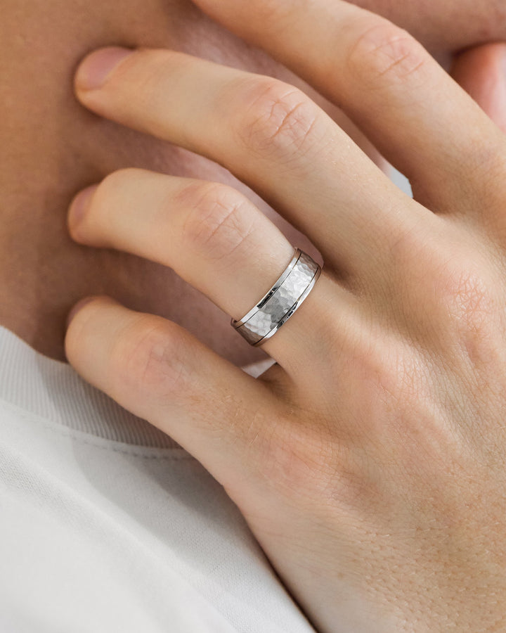 hammered wedding band
