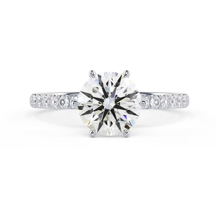 round cut lab grown diamond hidden halo pave engagement ring 1.5 carat E VS2