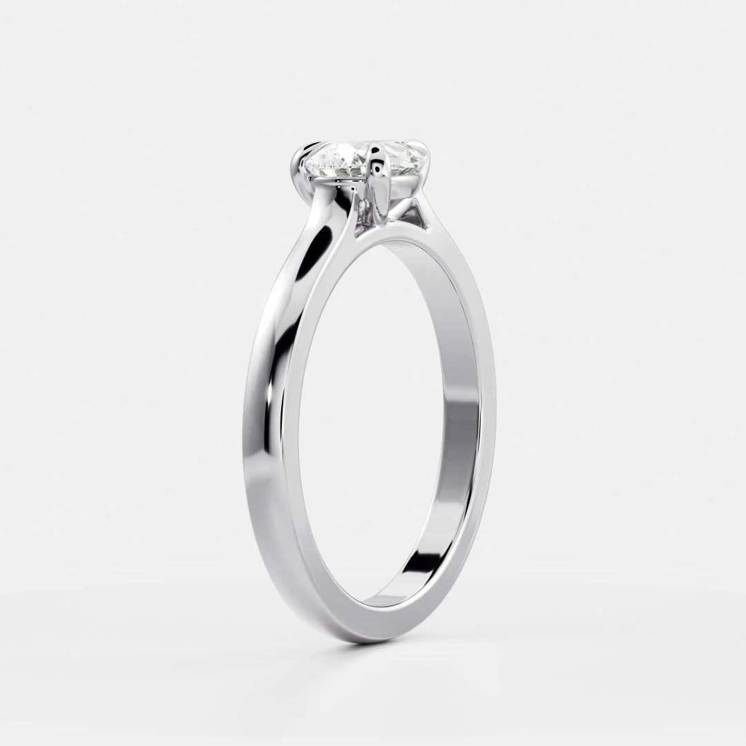 minimalist east west pear cathedral engagement ring IGI USA