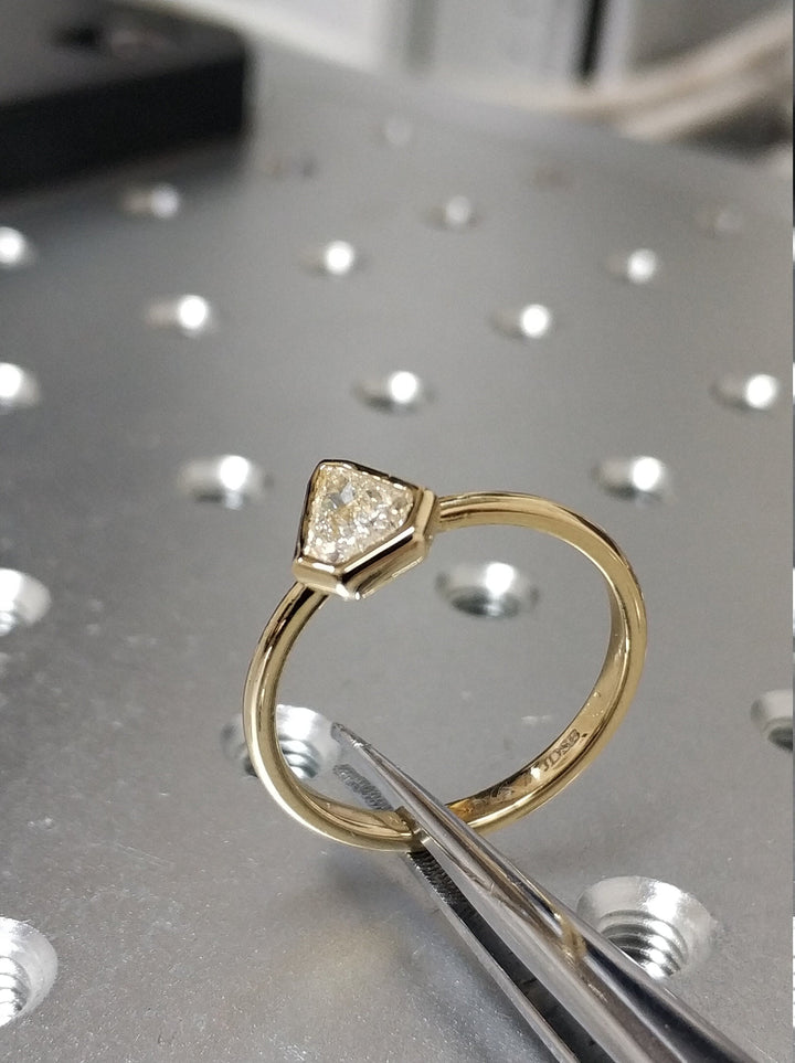 1.0CT Kite Cut Bezel Set Lab Grown Diamond Unique Engagement Ring For Women